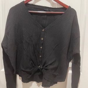 Waffle knit long sleeve